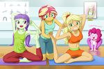  5girls applejack multiple_girls my_little_pony my_little_pony_equestria_girls my_little_pony_friendship_is_magic personification pinkie_pie starlight sunset_shimmer tagme tears tree_hugger uotapo yoga 