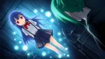  bangs blue_hair dutch_angle furude_rika game_cg ghost green_hair higurashi_no_naku_koro_ni looking_at_viewer multiple_girls official_art older rato school_uniform smile sonozaki_mion spoilers tied_hair yoigoshi-hen 