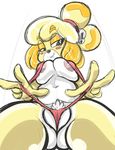  2016 animal_crossing anthro areola big_breasts bikini breasts canine clothing dog erect_nipples female isabelle_(animal_crossing) mammal navel nintendo nipple_bulge nipples pubes pussy pussy_floss sling_bikini solo swimsuit twindrills video_games 