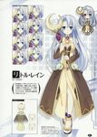  ^_^ bare_shoulders blue_eyes blue_hair blush character_name character_sheet chibi chou_megami_shinkou_noire_gekishin_black_heart closed_eyes concept_art dress expressions frown full_body highres holding light_smile little_rain long_hair multiple_views neptune_(series) non-web_source official_art shoes simple_background smile staff standing tears tsunako 