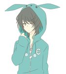  animal_hood black_hair bunny_hood hood hooded_jacket jacket male_focus minazuki_rui number ren_(friends-love) simple_background solo tsukiuta upper_body white_background 