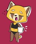  aggressive_retsuko anthro barefoot clothing cup eyelashes eyes_closed female gabbah mammal open_mouth red_panda retsuko sanrio sleepy solo underwear yawn 