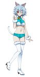  animal_ears bell bell_collar blue_hair blue_shorts boots bra breasts cat_ears cat_tail cleavage collar collarbone eyebrows eyebrows_visible_through_hair fake_animal_ears full_body fur-trimmed_boots fur_trim hairband highres infinite_stratos large_breasts looking_at_viewer navel one_eye_closed red_eyes sarashiki_tatenashi short_hair short_shorts shorts smile solo tail thigh_boots thighhighs transparent_background underwear white_bra white_footwear white_hairband white_legwear 