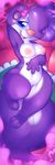  &lt;3 0r0ch1 anthro armpits big_breasts blue_eyes breasts chest_tuft english_text female fifi_la_fume hair hair_bow hair_over_eye hair_ribbon hand_behind_head looking_at_viewer lying mammal nipples open_mouth open_smile purple_hair raised_arm ribbons signature skunk smile solo text thick_thighs tiny_toon_adventures tongue tuft voluptuous warner_brothers 
