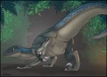 2016 blue_(jurassic_world) blush dinosaur female feral hi_res jurassic_park jurassic_world leaves pussy raptor redraptor16 smile solo talons theropod 