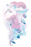  2016 alpha_channel amarandith anthro blue_eyes dragon ear_piercing female flower flower_in_hair hair headshot horn iflops looking_at_viewer orb piercing plant signature simple_background smile solo transparent_background white_hair 