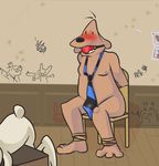  2013 anthro ball_gag blush bound bulge canine dog gag lagomorph male mammal max_(sam_and_max) n-n-neet necktie rabbit sam_(sam_and_max) sam_and_max 