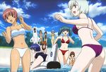  00s 6+girls aoki_kiriko ass bandai bare_legs barefoot beach bent_over betty_boozeman bikini braid breasts chris_calman cleavage dark_skin dated doi_shizuha female glasses highres honjo_mikaze kikuhara_karin long_hair looking_back multiple_girls nakamura_ayamo ninomiya_mana official_art one-piece_swimsuit running scan shiny_skin short_hair sitting stratos_4 swimsuit tachibana_mirei tsr-2 twintails water yamauchi_noriyasu 