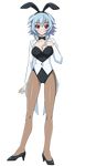  animal_ears black_bow black_hairband black_leotard blue_hair bow bowtie breasts bunny_ears bunnysuit cleavage coattails collarbone eyebrows eyebrows_visible_through_hair fake_animal_ears full_body hairband highres infinite_stratos large_breasts leotard looking_at_viewer pantyhose red_eyes sarashiki_tatenashi short_hair smile solo strapless strapless_leotard transparent_background 