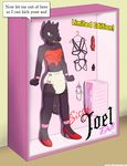  absurd_res anthro bdsm biped bondage bound canid canine canis clothed clothing collar crossdressing diaper dildo english_text footwear hi_res high_heels immelmann joel_calley legwear male mammal pumps sex_toy shoes simple_background solo stockings text white_diaper wolf 