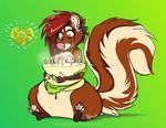  2016 birthday cake ear_piercing female feral food fur hair happy kappy mammal nude overweight piercing red_fur red_hair skunk solo 