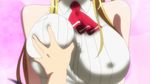  1girl animated animated_gif blonde_hair breast_grab breasts centorea_shianus large_breasts long_hair monster_musume_no_iru_nichijou 