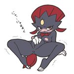  anus blush breasts female japanese_text looking_at_viewer nintendo nipples pink_nipples pok&eacute;mon pussy red_eyes shinooka solo text translation_request video_games weavile 