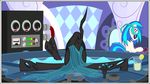  2016 abstract_background animated bath beverage changeling crown dj duo equine eyewear female feral friendship_is_magic fur glass glasses hair horn horse inside mammal misteraibo multicolored_hair my_little_pony pony queen_chrysalis_(mlp) two_tone_hair vinyl_record vinyl_scratch_(mlp) water white_fur 