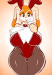  averyshadydolphin big_breasts breasts clothing female hair hi_res looking_at_viewer simple_background sonic_(series) vanilla_the_rabbit 