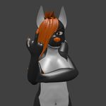  2016 3d_(artwork) canine claws covering covering_self digital_media_(artwork) female hair invalid_background invalid_tag looking_at_viewer lord-wolf(artist) mammal middle_finger navel nude orange_hair rose(character) sharp_claws solo wolf 