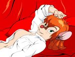  an_american_tail anthro breasts bridget clothed clothing female green_eyes grummancat hair mammal mouse navel open_shirt red_hair rodent solo unbuttoned white_shirt 