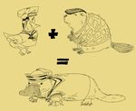  avian beak beaver bird buckteeth clothed clothing cute duck fusion hair hat humor jojo&#039;s_bizarre_adventure josefumi_kujo josuke_higashikata kira_yoshikage male mammal monotreme parody platypus pompadour rodent sailor_uniform sketch teeth unknown_artist what 