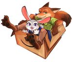  amazon black_fur black_nose box buckteeth canine clothing disney duo female fox fur green_eyes grey_fur judy_hopps lagomorph long_ears male mammal necktie nick_wilde orange_fur pencil_(disambiguation) police_uniform purple_eyes rabbit smile teeth uniform white_fur zootopia ろく 