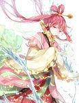  chinese_clothes hagoromo hair_ornament hairpin hanfu long_hair looking_at_viewer magi_the_labyrinth_of_magic pink_eyes red_hair ren_kougyoku rosa_(10134184) shawl smile solo water 