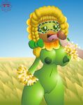  anthro big_breasts breasts cute eyewear fan_character fellatio female flora_fauna flower glasses green_nipples hair human human_on_anthro interspecies lipstick long_hair mammal nipples nude oral penis plant plants_vs_zombies screwroot sex smile sunflower tongue 