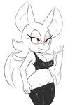  2016 anthro areola armpits bat beckoning bedroom_eyes big_breasts bra breasts clothing erect_nipples female fur hair half-closed_eyes hearlesssoul mammal navel nipples pants pussy rouge_the_bat seductive solo sonic_(series) standing underwear undressing video_games wings 