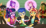  2girls 3boys circuit_board flash_sentry glasses micro_chips multiple_boys multiple_girls my_little_pony my_little_pony_equestria_girls my_little_pony_friendship_is_magic personification sandalwood soldering_iron sunset_shimmer sweat tagme tears twilight_sparkle uotapo 