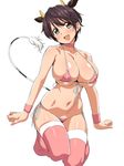  :d animal_ears bikini black_hair blush breasts brown_eyes chikuishi choker cleavage commentary_request covered_nipples cow_ears cow_horns cow_tail front-tie_bikini front-tie_top horns idolmaster idolmaster_cinderella_girls kemonomimi_mode kneeling large_breasts looking_at_viewer navel oikawa_shizuku open_mouth pink_bikini pink_legwear short_hair side-tie_bikini sideboob smile solo swimsuit tail tail_raised thighhighs underboob white_background wristband 