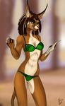  anthro bra cigarette clothing dreadlocks elvofirida feline female lynx mammal navel panties sketch solo standing underwear 