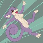  3_toes 4_fingers anthro areola armpits breasts buckteeth chest_tuft claws erect_nipples eyelashes female fur looking_back mammal multicolored_fur nintendo nipples nude open_mouth pok&eacute;mon posexe purple_fur pussy rat rattata red_eyes rodent simple_background smile solo spread_legs spreading teeth toe_claws toes tongue tuft two_tone_fur video_games white_fur 