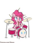  2016 alasou alpha_channel anthro blue_eyes chibi drum drum_set earth_pony equine eyebrows female friendship_is_magic hair hi_res hooves horse mammal musical_instrument my_little_pony nude pink_hair pinkie_pie_(mlp) pony simple_background solo standing transparent_background 