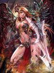  armor cleavage horns ken_(artist) sword thighhighs wings 