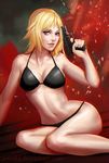  artist_name aya_brea bikini black_bikini blonde_hair blue_eyes breasts cleavage deviantart_username duplicate gun handgun holding holding_gun holding_weapon large_breasts lips md5_mismatch navel nose parasite_eve pistol short_hair sitting solo stomach swimsuit underboob watermark weapon web_address ynorka_chiu 