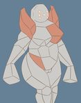  anthro boulder brown_skin dots female golem humanoid legendary_pok&eacute;mon looking_at_viewer mammal multi_eye nintendo not_furry nude orange_eyes pok&eacute;mon posexe pussy regirock rock simple_background solo standing stone video_games 