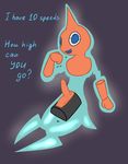  anthro anthrofied blue_eyes dildo electricity energy english_text ghost looking_at_viewer male nintendo normal_rotom not_furry nude orange_skin penis plasma pok&eacute;mon poltergeist posexe rotom sex_toy simple_background smile solo spirit sybian teeth text video_games 