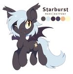  2016 bat_pony blue_hair cute_fangs cutie_mark cyan_hair eyelashes fan_character female feral flying fur grey_fur hair hioshiru hooves looking_at_viewer membranous_wings model_sheet my_little_pony simple_background slit_pupils smile solo text white_background wings yellow_eyes 