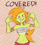  clothed clothing confident fish green_skin hair herny humanoid marine navel orange_hair priscilla_anchorstream topless wraps 
