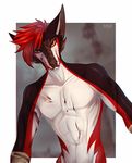  anthro bardju blood canine hybrid looking_at_viewer male mammal navel nude reptile scalie smile snake solo 