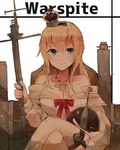  blonde_hair blue_eyes braid breasts character_name crossed_legs crown dress french_braid garter_straps globus_cruciger hairband itomugi-kun kantai_collection large_breasts light_smile long_hair mini_crown scepter sitting solo thighhighs throne warspite_(kantai_collection) 