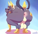  anthro anus balls black_eyes black_fur butt crouching fan_character fur kuroodod_(fursona) male nintendo perineum pok&eacute;mon presenting presenting_anus presenting_hindquarters raichu red_sclera simple_background smilebomb solo video_games 