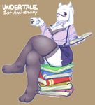  2016 anthro big_breasts book boss_monster breasts caprine chinad011 cleavage clothed clothing female goat mammal mature_female solo toriel undertale video_games 