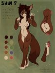  4_toes 5_fingers anthro breasts brown_hair brown_nose canine digitigrade eyebrows eyelashes female green_eyes hair hioshiru mammal midriff model_sheet navel nipples nude open_mouth pussy simple_background solo toes tongue wide_hips wolf 