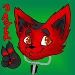  anonymous_artist anthro black_fur canine cross fennec fox fur jager_the_fennec jewelry mammal necklace orange_eyes red_fur simple_background 