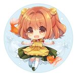  :d apron bell character_name chibi clothes_writing fish goldfish hair_bell hair_ornament japanese_clothes lowres motoori_kosuzu open_mouth orange_eyes orange_hair see-through sen1986 smile solo touhou two_side_up white_legwear wide_sleeves 