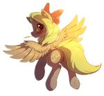  2016 butt equine feathered_wings feathers female feral flitter_(mlp) friendship_is_magic fur hair_bow hair_ribbon hioshiru hooves mammal my_little_pony pegasus pussy ribbons simple_background solo spread_wings wings 