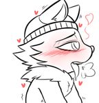  &lt;3 &lt;3_eyes 2015 anthro athletic beanie black_and_white blush bust_portrait cheek_tuft cute drooling exotic_pupils fur half-closed_eyes hat head_tuft implied_oral inner_ear_fluff league_of_legends line_art looking_pleasured mammal monochrome portrait riot_games saliva side_view simple_background slim spot_color teeth tongue tongue_out toony tuft veigar-chan video_games white_background yordle 