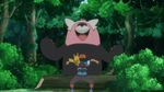  animated animated_gif bewear bushes forest pikachu pokemon pokemon_(anime) pokemon_sm satoshi_(pokemon) tree 