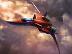  canopy cloud fire_valkyrie flying highres macross macross_7 mecha realistic science_fiction sky taedu variable_fighter vf-19 