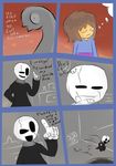  ! ... 2016 ? ambiguous_gender animated_skeleton anthro bone child clothed clothing comic e-01_(artist) english_text eyes_closed gaster human humor male mammal not_furry protagonist_(undertale) simple_background skeleton smile suicide text undead undertale video_games what young 