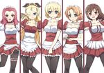  alternate_costume apron assam bangs black_legwear blonde_hair blue_eyes blush braid breasts brown_hair choker cleavage cowboy_shot darjeeling dress enmaided girls_und_panzer hair_pulled_back hair_ribbon holding long_hair looking_at_viewer maid maid_headdress medium_breasts multiple_girls open_mouth orange_hair orange_pekoe pantyhose parted_bangs pleated_dress puffy_short_sleeves puffy_sleeves red_dress red_hair ribbon rosehip rukuriri saucer short_dress short_hair short_sleeves single_braid smile srwsrx_(gp03dsrx) standing teapot thigh_strap thighband_pantyhose tied_hair tray twin_braids 